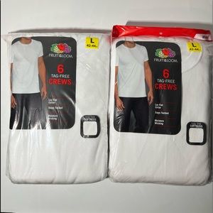 2-pack Fruit of the Loom Men's White Crew T-Shirt  Large